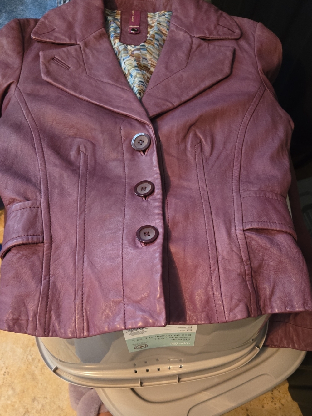 Danier Mauve Leather Button-Front Jacket
